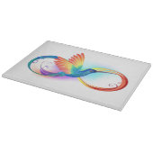 Kolibrie met oneindigheidssymbool en regenboog snijplank (Hoek)