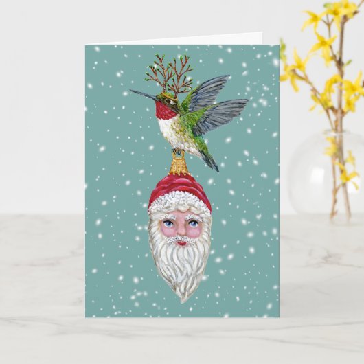 kolibrie met  ornament kaart (Gele Bloem)