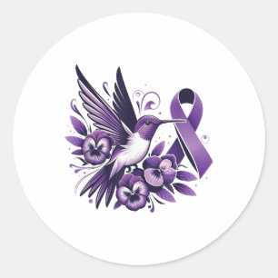 Kolibrie met Paarse Pansy Ribbon Heimer Awa Ronde Sticker