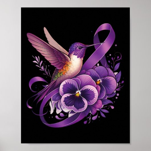 Kolibrie met paarse viooltjeslint Heimerheim Poster (Voorkant)