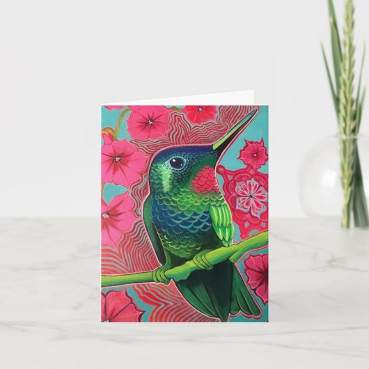 Kolibrie met Petunias Kaart (Voorkant)