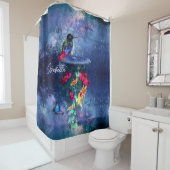 Kolibrie met pioenbloemen Douchegordijn (In situ)