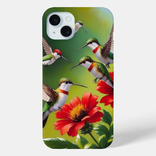 Kolibrie met Robijnrode Bloemen Case-Mate iPhone Case