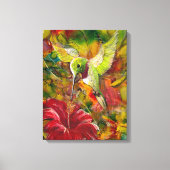 Kolibrie met rode hibiscus canvas afdruk (Voorkant)