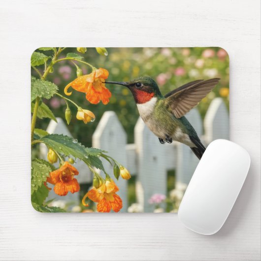 Kolibrie met Springzaad Bloem Muismat (Met muis)