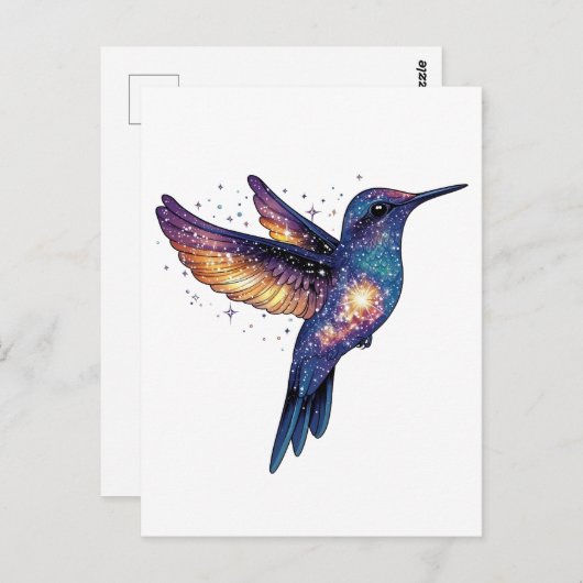 Kolibrie met Stary Night Sky Galaxy Bird Briefkaart (Voorkant / Achterkant)