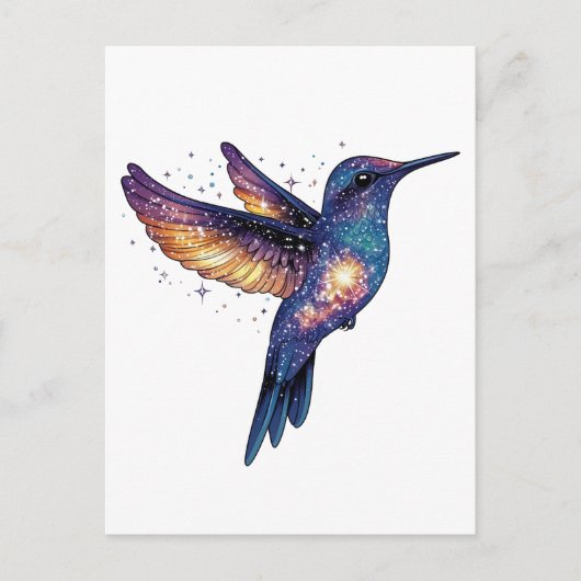 Kolibrie met Stary Night Sky Galaxy Bird Briefkaart (Voorkant)