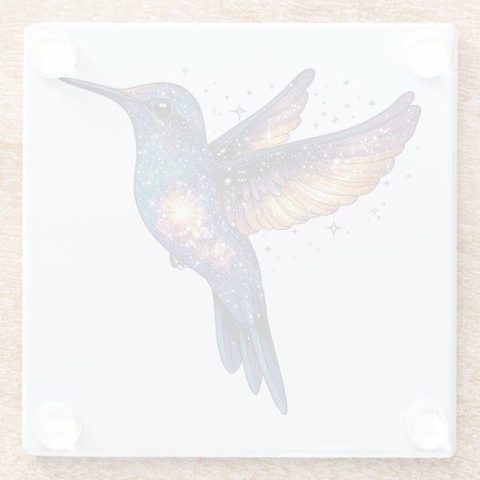 Kolibrie met Stary Night Sky Galaxy Bird Glazen Onderzetter (Achterkant)