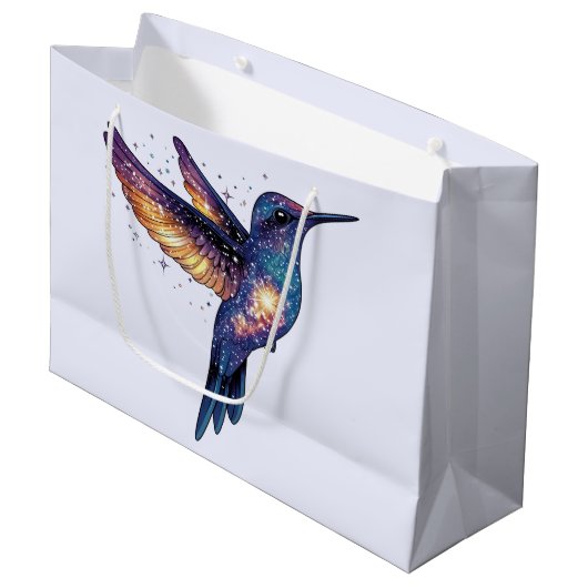 Kolibrie met Stary Night Sky Galaxy Bird Groot Cadeauzakje (Voorkant Gekanteld)