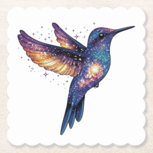 Kolibrie met Stary Night Sky Galaxy Bird Kartonnen Onderzetters