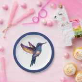 Kolibrie met Stary Night Sky Galaxy Bird Papieren Bordje (Feest)