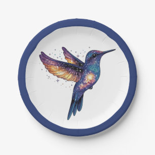 Kolibrie met Stary Night Sky Galaxy Bird Papieren Bordje
