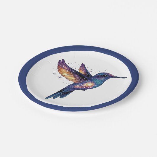 Kolibrie met Stary Night Sky Galaxy Bird Papieren Bordje (Gekanteld)