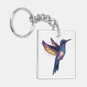 Kolibrie met Stary Night Sky Galaxy Bird Sleutelhanger (Voorkant Links)
