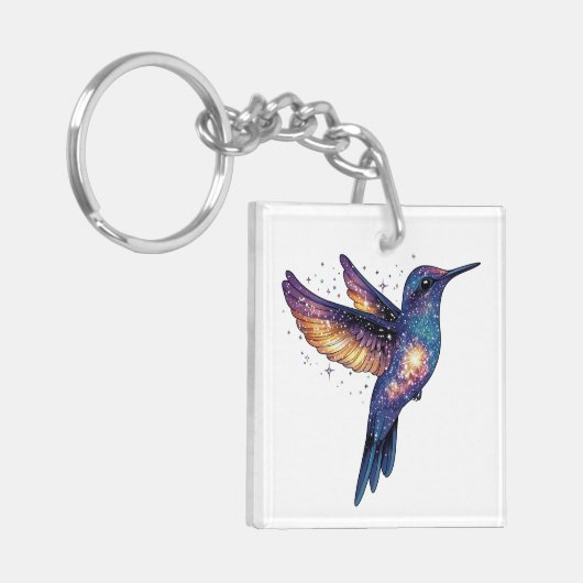 Kolibrie met Stary Night Sky Galaxy Bird Sleutelhanger (Voorkant Links)
