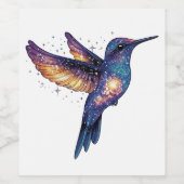 Kolibrie met Stary Night Sky Galaxy Bird Wijn Etiket (Enkel label)