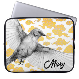 KOLIBRIE MET WOLKEN DIY NAAM LAPTOP HOES