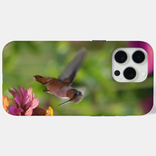 Kolibrie met Zinnia Bloemen Case-Mate iPhone Case (Achterkant (horizontaal))