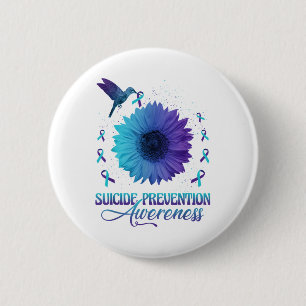 Kolibrie Met Zonnebloem Preventie Van Zelfmoord Ac Ronde Button 5,7 Cm
