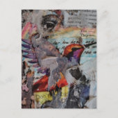 Kolibrie mixed media collage in uitvoering briefkaart (Voorkant)