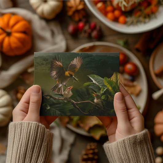 Kolibrie Moeder vogels balanceert sierlijk Briefkaart