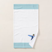 Kolibrie & Monogram op Lichtblauw & Wit Bad Handdoek (Handdoek)