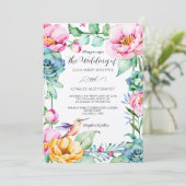 kolibrie motief bruiloft kaart (Staand voorkant)