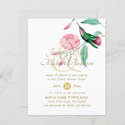 Kolibrie Munt Groen Roze FAMILIE REÜNIE Klas (Voorkant / Achterkant)