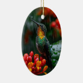 Kolibrie neergestreken op heldere bloem keramisch ornament (Rechts)