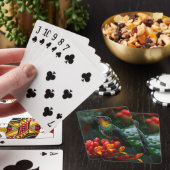Kolibrie neergestreken op heldere bloem pokerkaarten (Insitu)