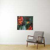 Kolibrie neergestreken op heldere bloem wandkleed (In Situ (horizontaal))