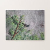 Kolibrie neergestreken op Leafy Branch Legpuzzel (Horizontaal)