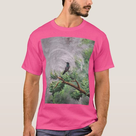 Kolibrie neergestreken op Leafy Branch T-shirt (Voorkant)