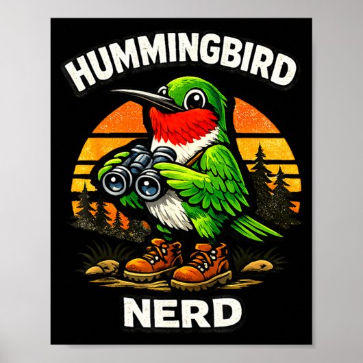Kolibrie nerd grappige vogelspotten vintage retro poster (Voorkant)