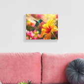 Kolibrie nippen nectar van bloem canvas afdruk (Insitu (Woonkamer))