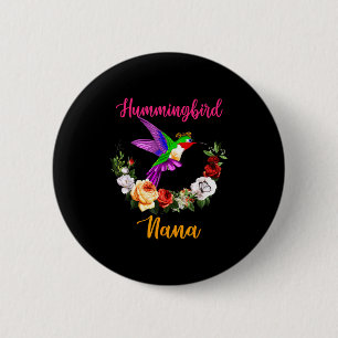 Kolibrie oma bloemrijke vogel strik das liefhebber ronde button 5,7 cm