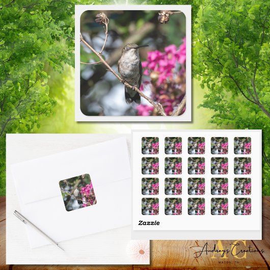 Kolibrie ontwerp #8354 vierkante sticker