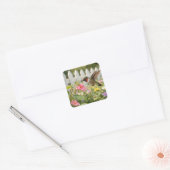 Kolibrie Op Balsemienbloem Vierkante Sticker (Envelop)