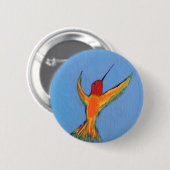 Kolibrie op blauw ronde button 5,7 cm (Voorkant /achterkant)