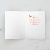 Kolibrie op Bloem Wonder-gevulde Verjaardag Kaart (Binnen)