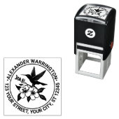 Kolibrie op bloemrijke tak naam retouradres zelfinktende stempel (In situ)