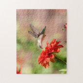 Kolibrie op een bloeiende plant legpuzzel (Verticaal)