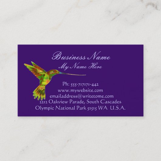 Kolibrie op Elegante Visitekaartjes (Voorkant)