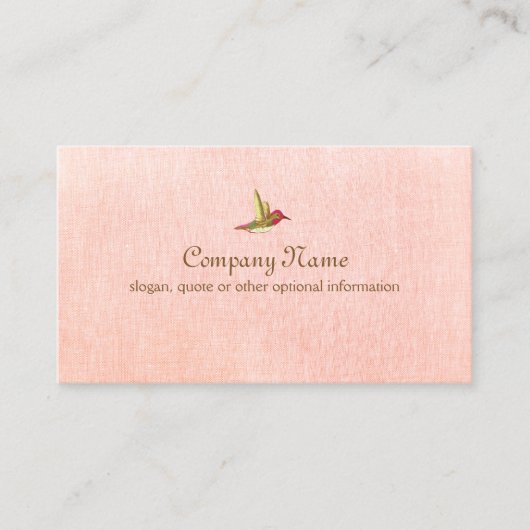 Kolibrie op Faux Pink Linnen Visitekaartje (Voorkant)