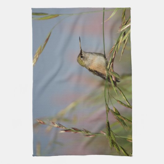 kolibrie op gras theedoek (Verticaal)