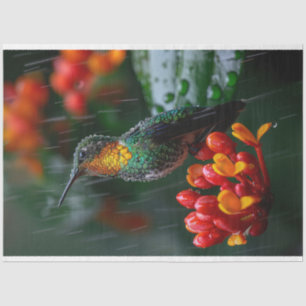 Kolibrie op heldere bloemdecoupage tissuepapier