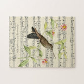 kolibrie op  muziekblad legpuzzel (Horizontaal)