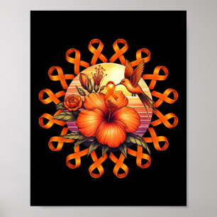 Kolibrie Oranje Lint Zonnebloem Leukemie Bewust Poster