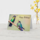 Kolibrie Paar Praten Happy Birthday Kaart (Gele Bloem)