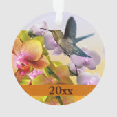Kolibrie Paarse Sering Geel Roze Orchidee Ornament (achterkant)